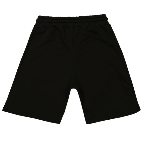 HENRY CLOTHING - 6-051 - DOUBLE LOGO TAPED BLACK SHORTS