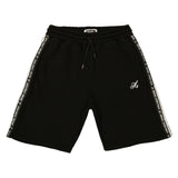 HENRY CLOTHING - 6-051 - DOUBLE LOGO TAPED BLACK SHORTS