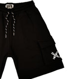 HENRY CLOTHING - 6-058 - BLACK X-LOGO SHORTS