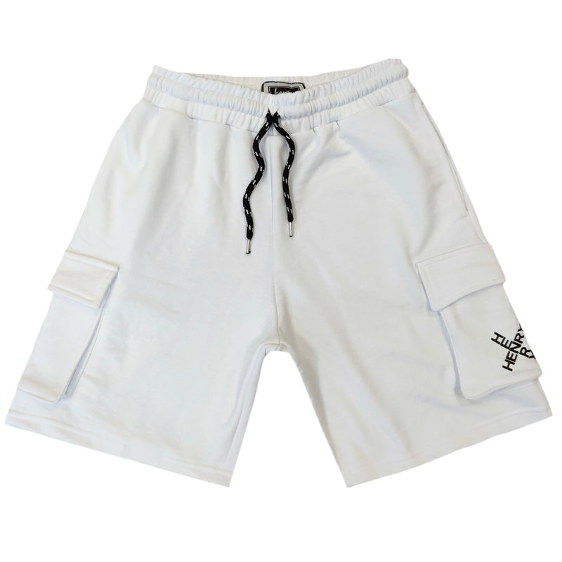 HENRY CLOTHING - 6-058 - WHITE X-LOGO SHORTS