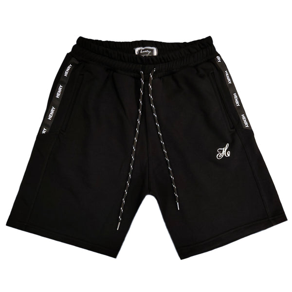 Henry clothing - 6-202 - black half taped shorts