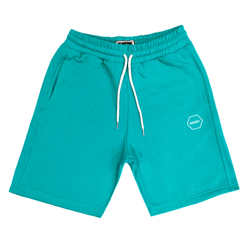 Henry clothing - 6-204 - green hexagon logo shorts