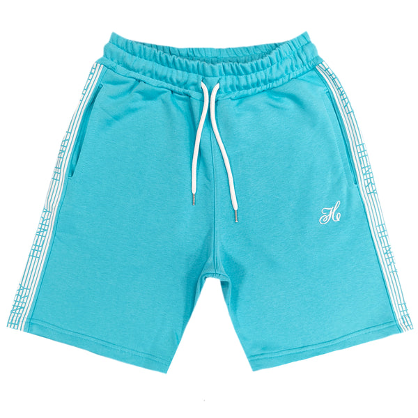 Henry clothing - 6-205 - teal side logo tape shorts