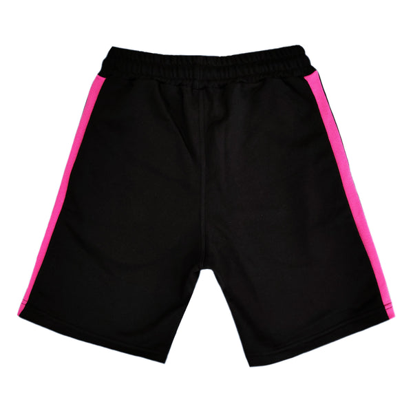 Henry clothing - 6-206 - black shorts double pink line