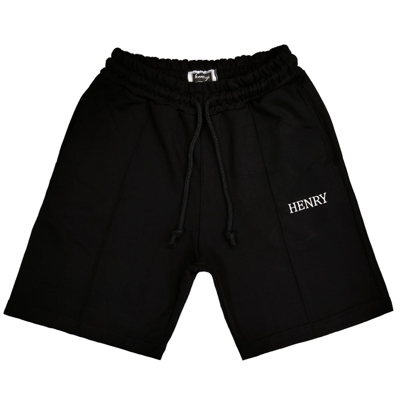 Henry clothing - 6-207 - black oversize shorts