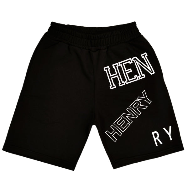 Henry clothing - 6-211 - black left logo shorts