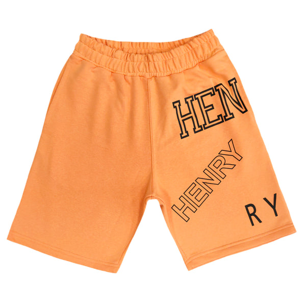 Henry clothing - 6-211 - orange left logo shorts