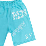 Henry clothing - 6-211 - teal left logo shorts