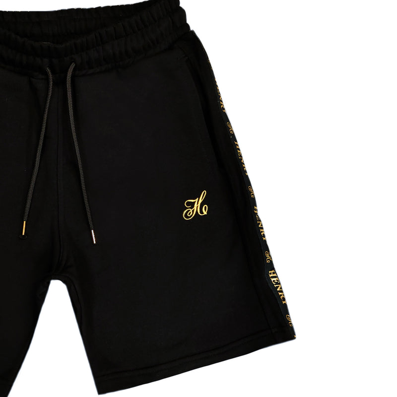 Henry clothing gold tape shorts - black