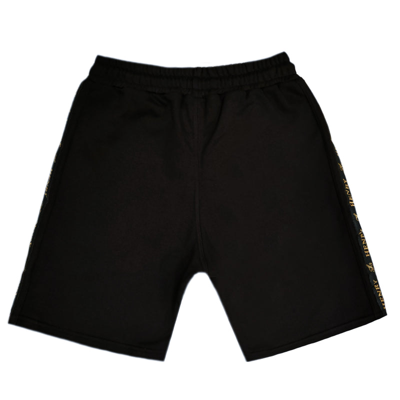 Henry clothing - 6-212 - gold tape shorts - black
