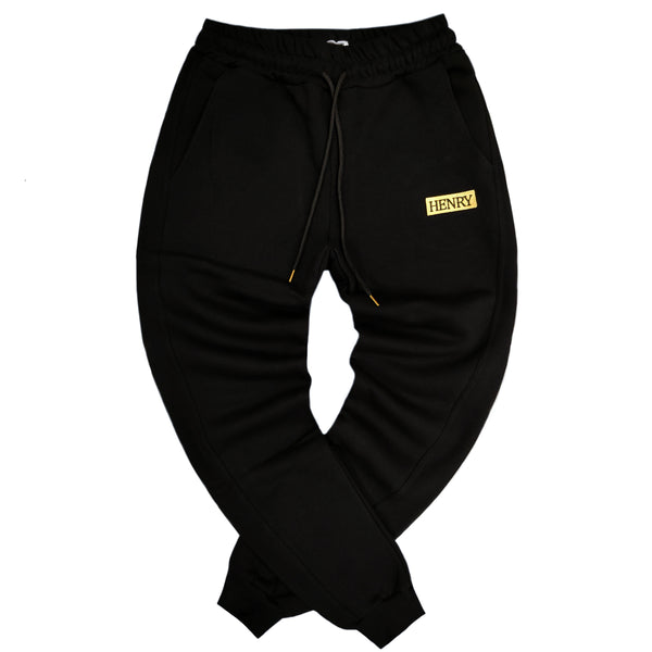 Henry clothing - 6-301 - black pants gold patch