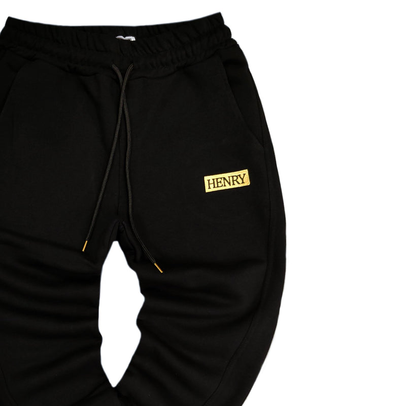 Henry clothing - 6-301 - black pants gold patch