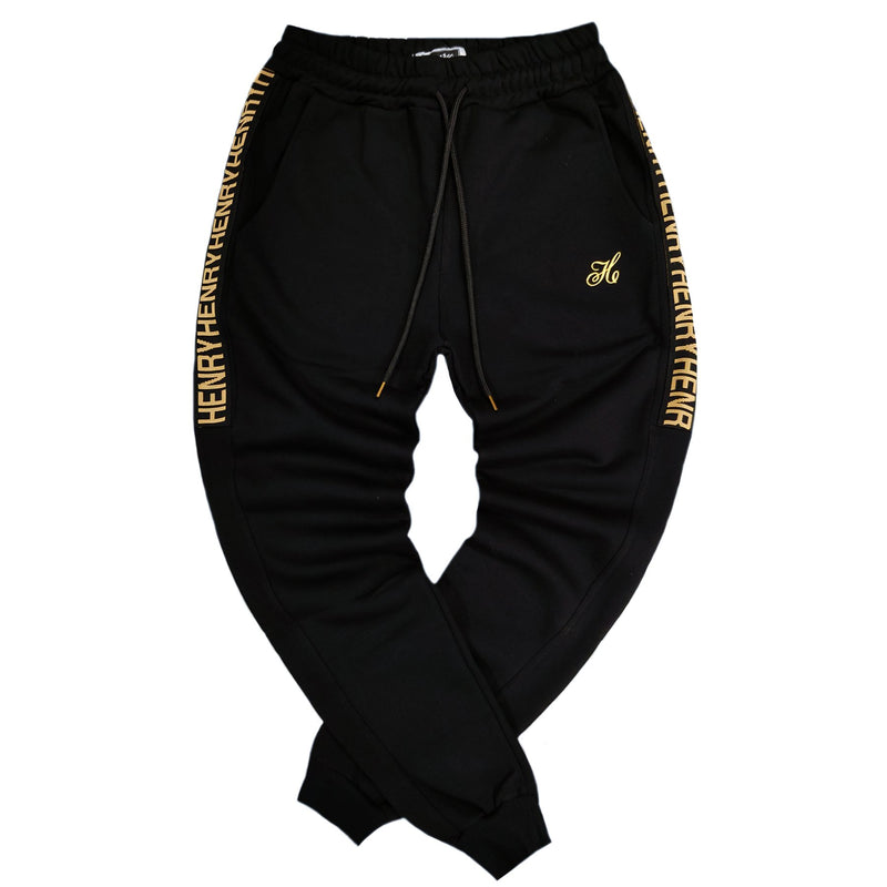 Henry clothing - 6-304 - black gold taped pants