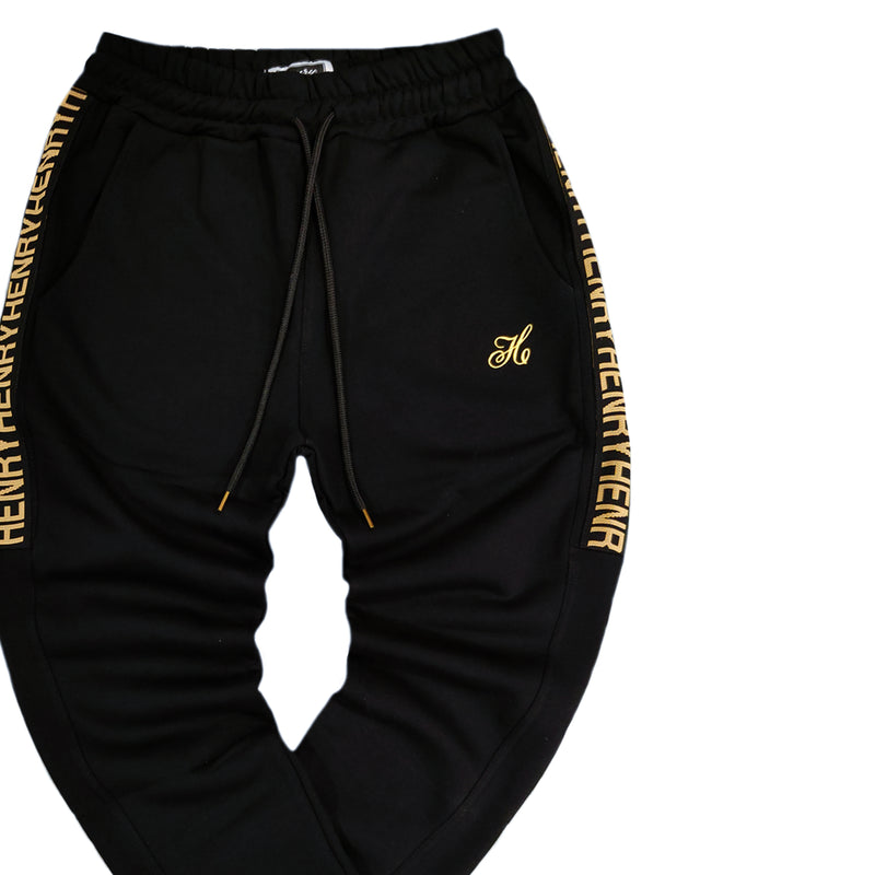 Henry clothing - 6-304 - black gold taped pants