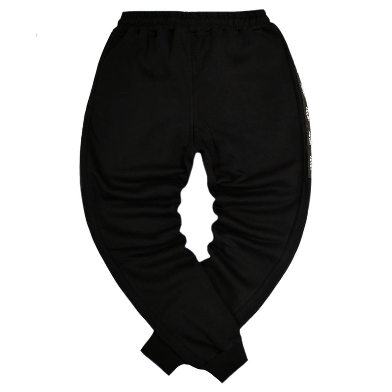 Henry clothing - 6-305 - black half taped pants