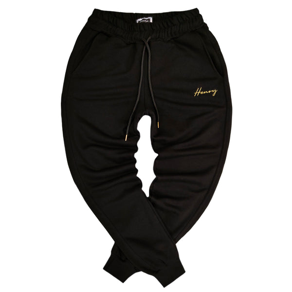 Henry clothing - 6-320 - spring trackpants gold logo - black
