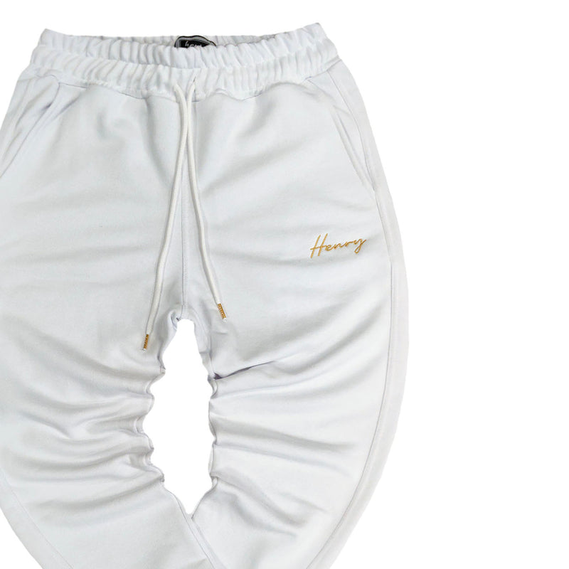 Henry clothing - 6-320 - spring trackpants gold logo - white