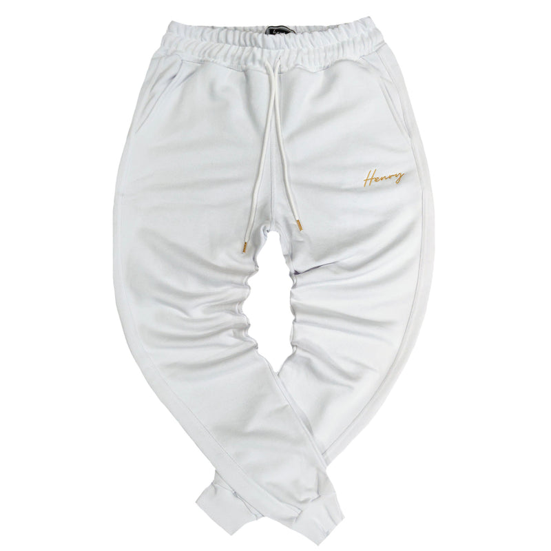 Henry clothing - 6-320 - spring trackpants gold logo - white