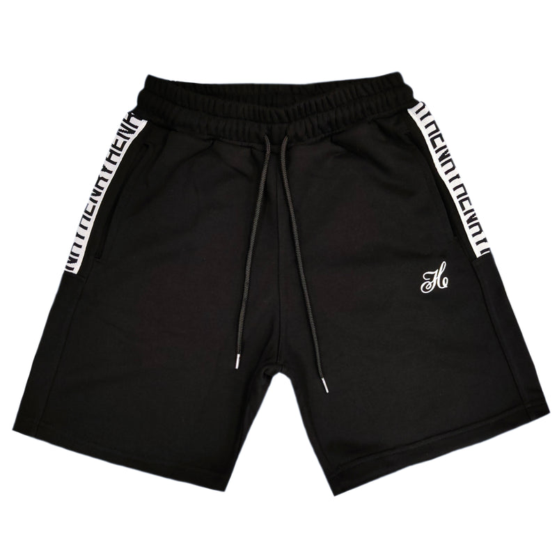 Henry clothing - 6-326 - taped logo shorts - black