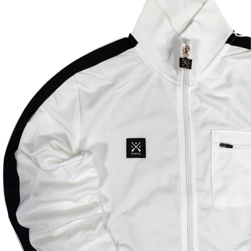 Vinyl art clothing - 61039-02 - striped track jacket - white