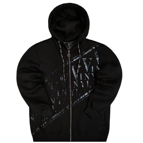Vinyl art clothing - 63831-01 - contrast logo zip through hoodie - black