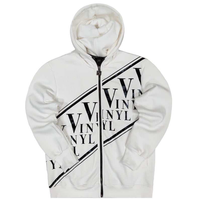 Vinyl art clothing - 63831-02 - contrast logo zip through hoodie - white