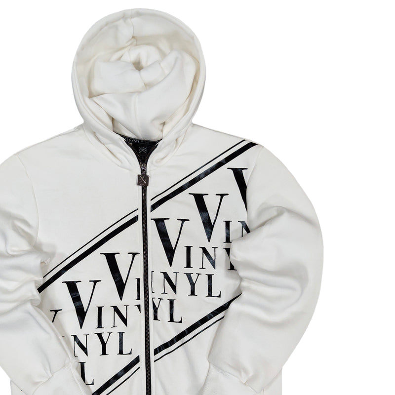 Vinyl art clothing - 63831-02 - contrast logo zip through hoodie - white
