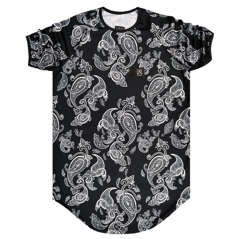 Vinyl art clothing - 68842-01-W - black paisley print t-shirt