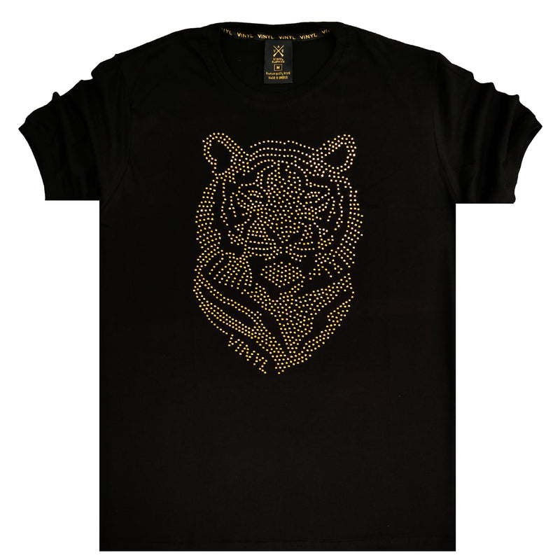 Vinyl art clothing - 70324-01 - black gold tiger t-shirt