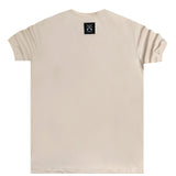 Vinyl art clothing - 76412_77-W - t-shirt with logo tape - beige