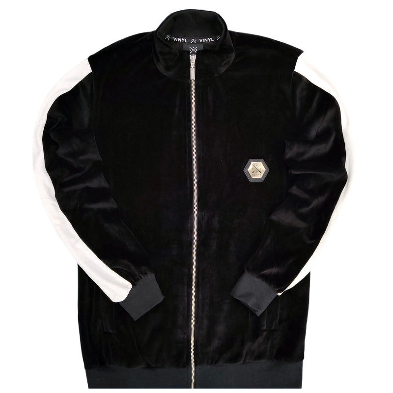 Vinyl art clothing - 77250-01 - black striped velour jacket