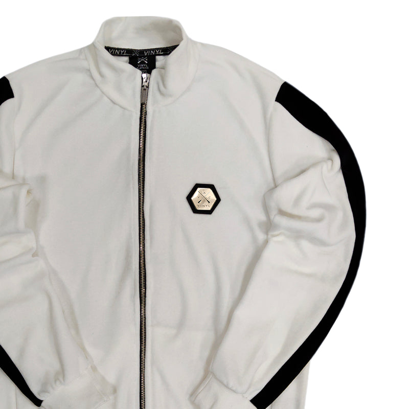 Vinyl art clothing - 77250-02-W - white striped velour jacket