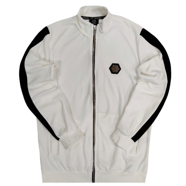 Vinyl art clothing - 77250-02-W - white striped velour jacket