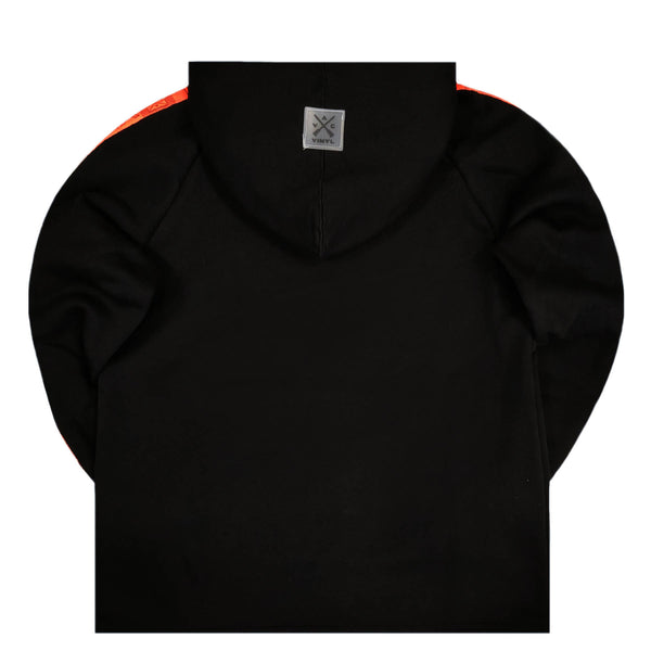 Ανδρικό μακρυμάνικο φούτερ με κουκούλα Vinyl art clothing - 83060-01 - fluo taped μαύρο