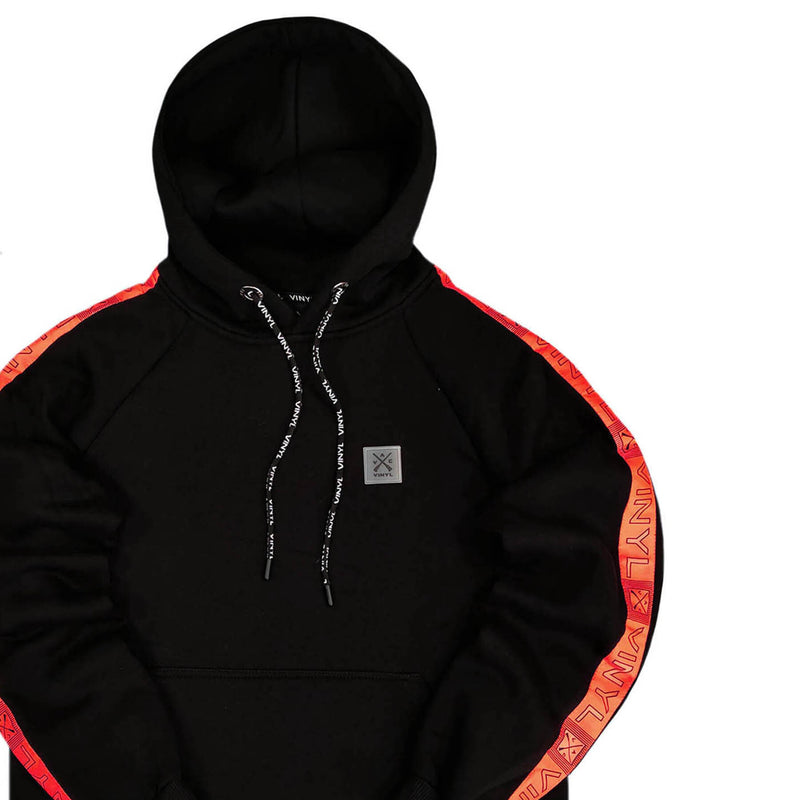 Vinyl art clothing fluo taped hoodie - black