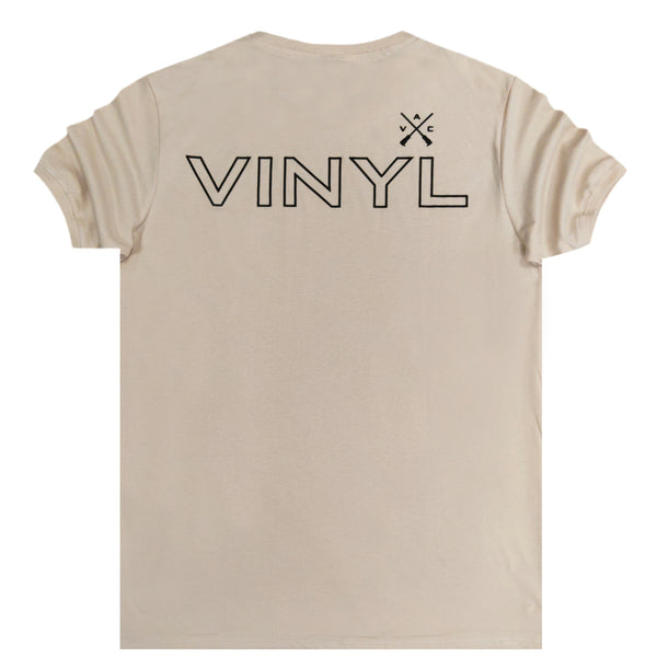 Vinyl art clothing beige big logo t-shirt