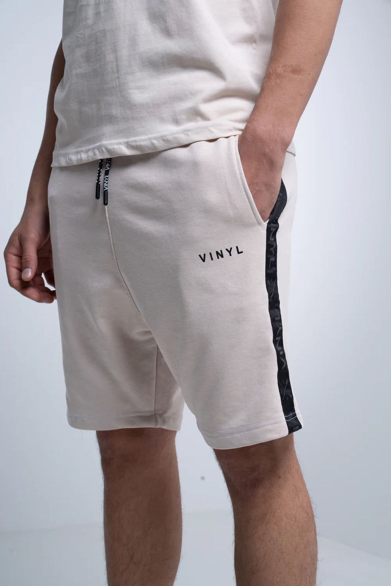 Ανδρική βερμούδα Vinyl art clothing - 04110-77 - shorts with logo tape μπεζ