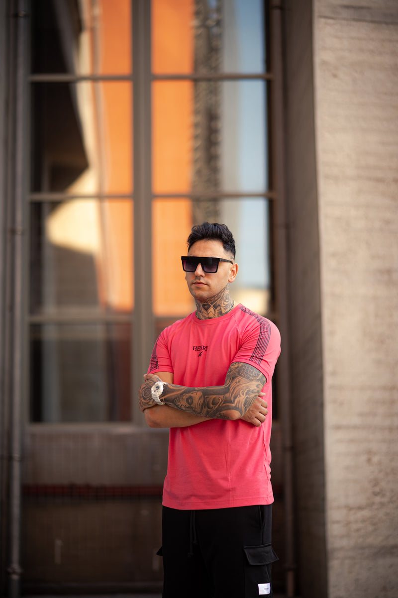 Henry clothing - 3-205 - coral logo taped tee