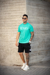 Henry clothing - 3-218 - green oversize logo tee