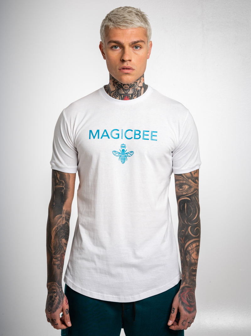 Magic bee - MB2206 - classic petrol logo tee - white