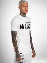 Magic bee - MB2207 - curved hem glossy logo tee - white