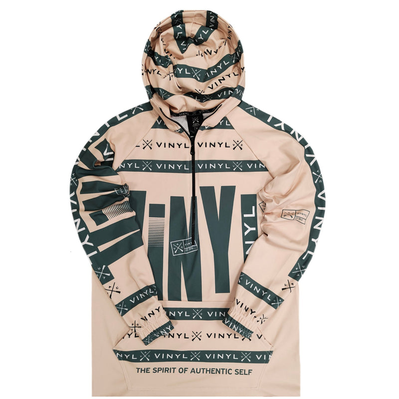 Vinyl art clothing - 87030-77 - all over printed hoodie with full zip - beige