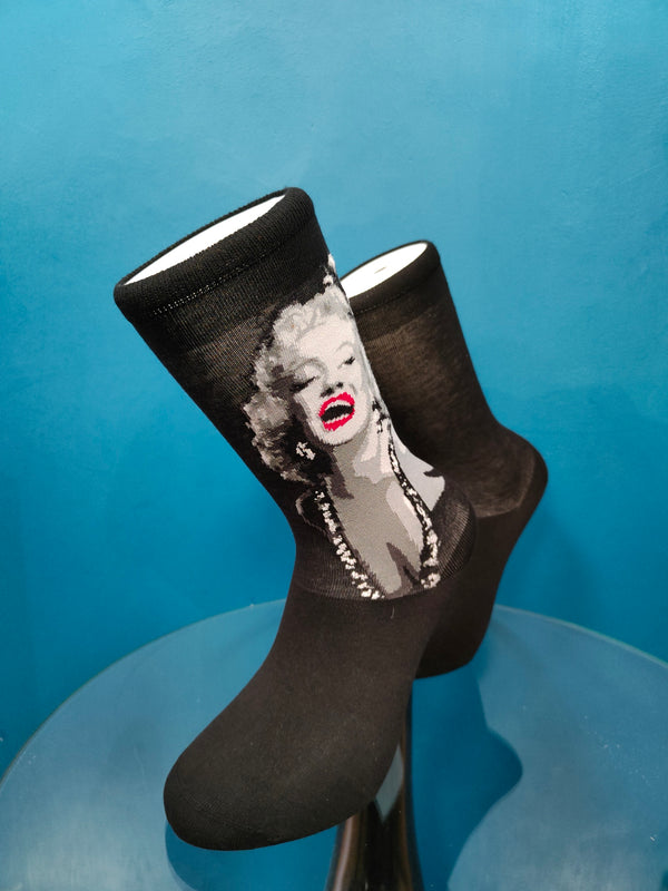 V-tex socks merilyn monroe red lips - black