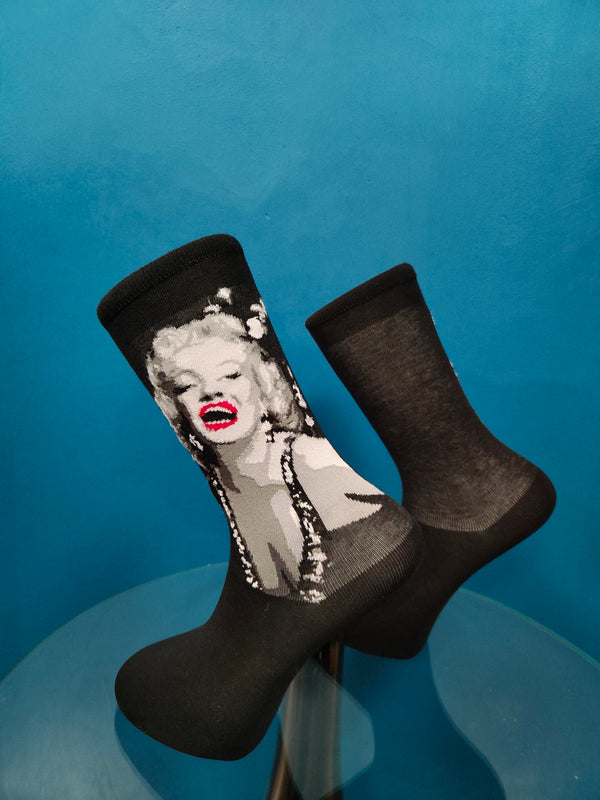 V-tex socks merilyn monroe red lips - black