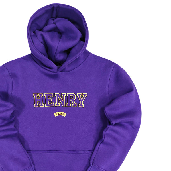 Henry clothing - 3-302 - purple gold hologram logo hoodie