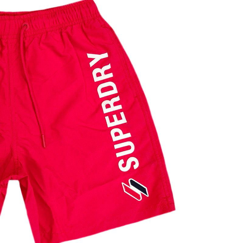 Superdry - M3010187A-OPI - risk code applque 19 inch swim short - red