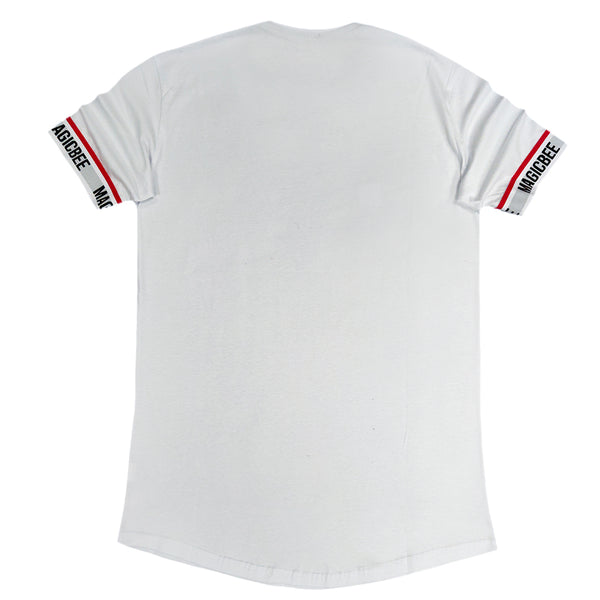 Ανδρική κοντομάνικη μπλούζα Magic bee - MB2211 - red & white elastic tee λευκό
