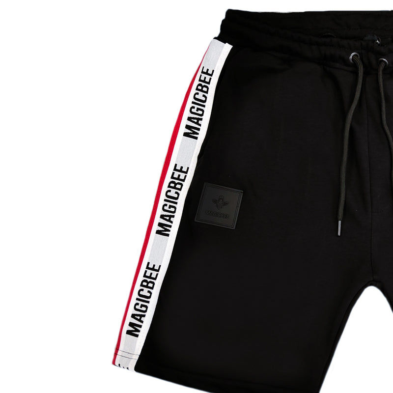 Magic bee - MB2254 - red & white elastic shorts - black