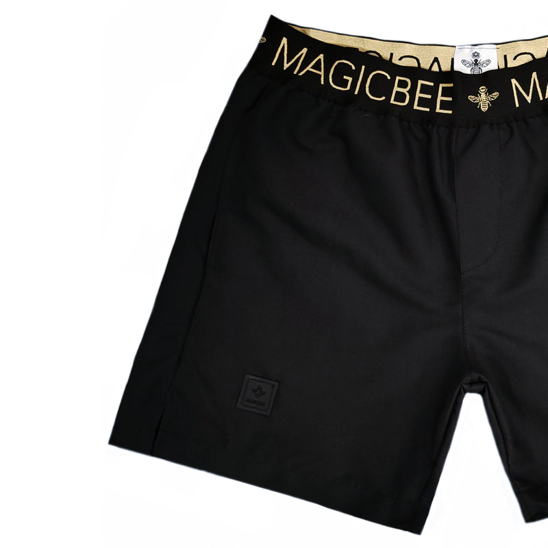 Magicbee - MB2290 - gold elastic swim shorts - black