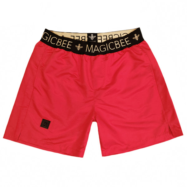 Magicbee - MB2290 - gold elastic swim shorts - red lava